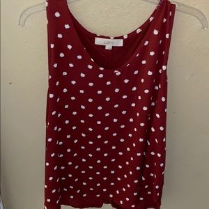 Loft maroon polka dot blouse